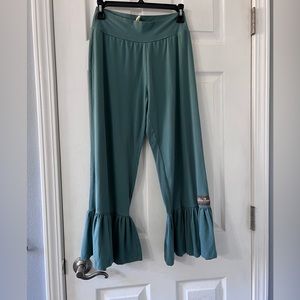 Matilda Jane big ruffle pants Sea Pine in color